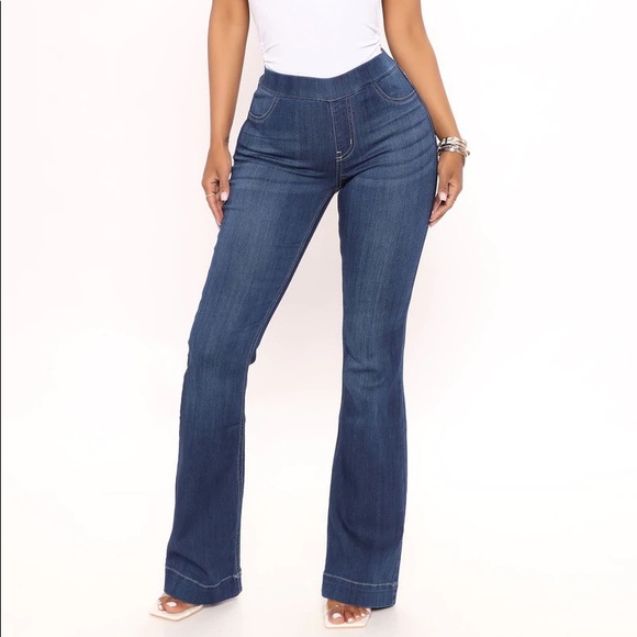 Fashion Nova Pants - Fashion Nova Women's Start Something Flare Jeans Size XL Pull On Medium Wash